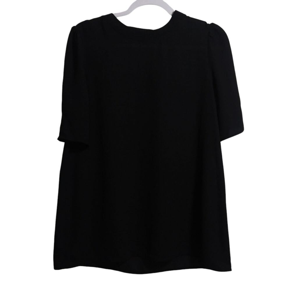Karl Lagerfeld Black Chiffon Short Sleeve Blouse Top Career Office Size M